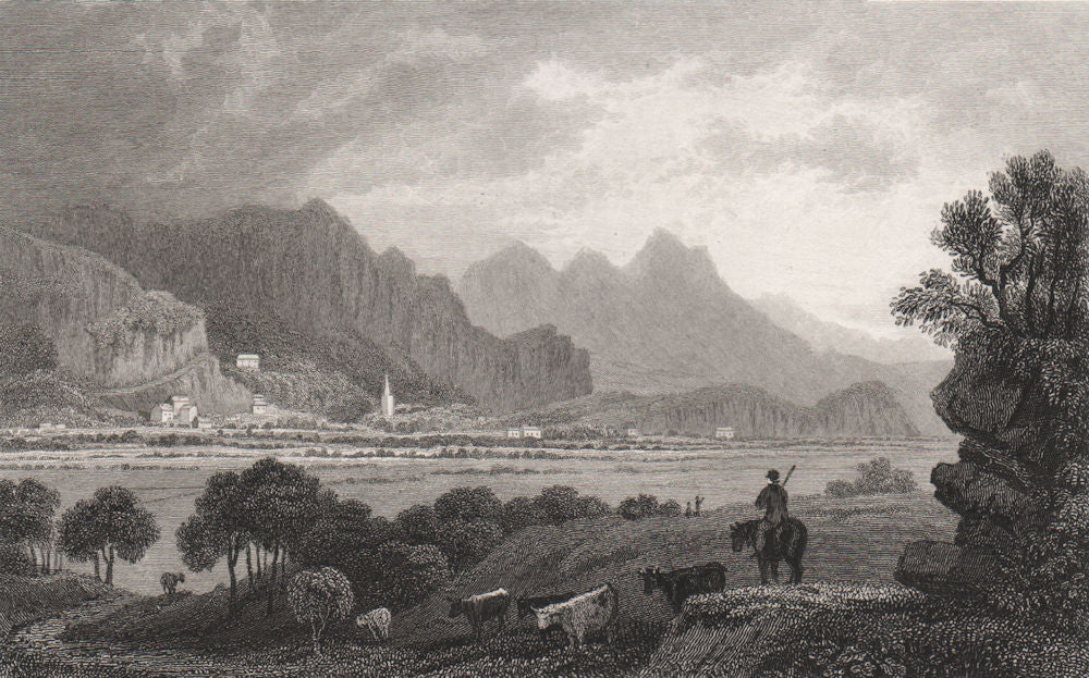 Tremadog, Caernarfonshire, Wales, by Henry Gastineau. Snowdonia 1835 old print